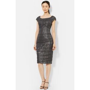 Lauren Ralph Lauren‎ Gray Sequin Mesh Dress Size 6